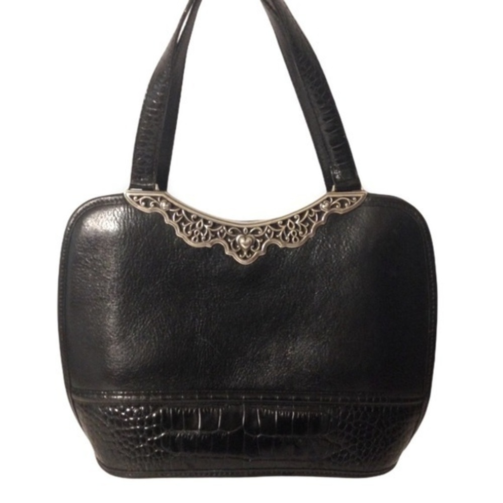 BRIGHTON 👛 black leather bag with metal decor